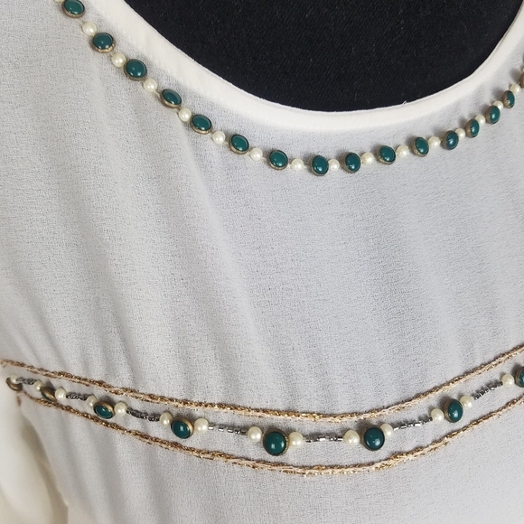 Zara basic collection beaded long sleeve baby doll top - Picture 6 of 10